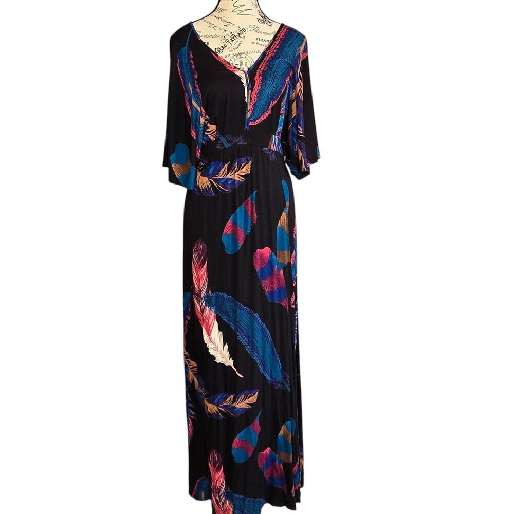 Express Maxi slit feathers Dress cover-up resort. XS